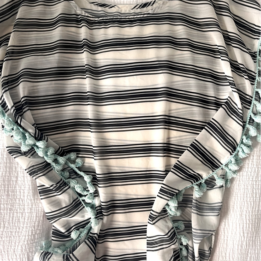 Black/white striped beach or pool cover up